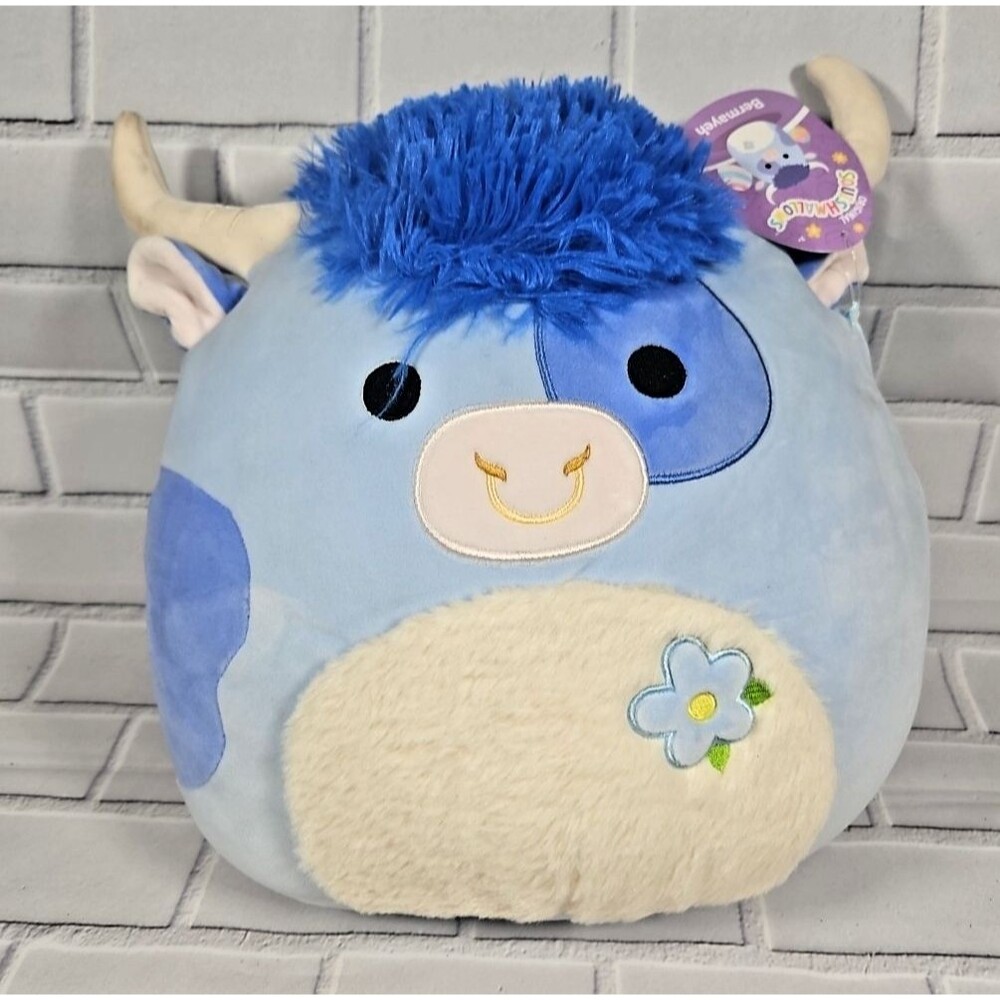 Squishmallows Bermayeh The Blue Spotted Bull Cow 12” New With Tags + Free Gift!
